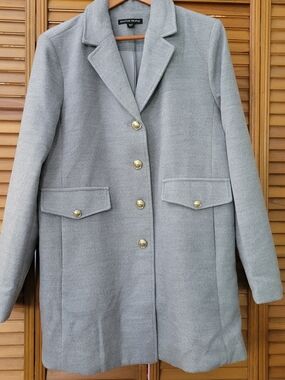 Boston Proper Gray Button Front Coat